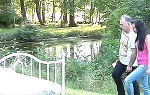 Old fart fucked by young soft young girl in an romantic outdoor scene