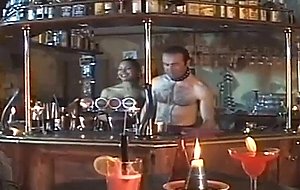 Fetished threesome in a pub