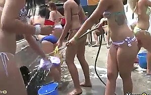 Naked college coed carwash in bikinis