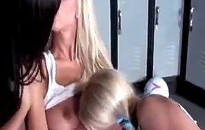 Sweet young lesbian lovers in a threesome