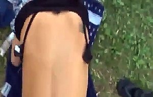 Teen has anal sex outdoors and gets jizzed on back