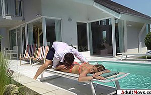 Petite Russian Alexa Flexy sucking and anal reamed outdoors