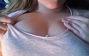 Busty Chick showing tits and fingering