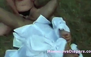 Busty blond matron andrea strapon fucks adult baby outdoors
