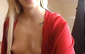 Blonde with small tits spreading