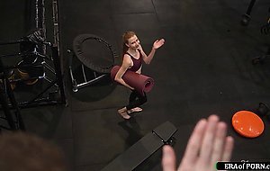 Redhead european babe gets anal fingered and fucked at a gym