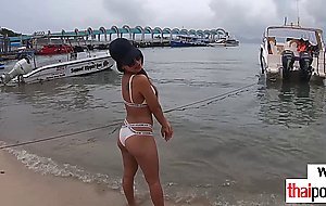Dude dildoing his big boobed amateur Thai teen GFs Polly hungry pussy