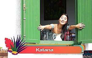 Asian MILF model Katana Porn in a sexy outdoor striptease for Playboy