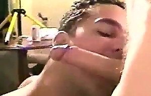 Twink sucks two cocks and gets a facial from both