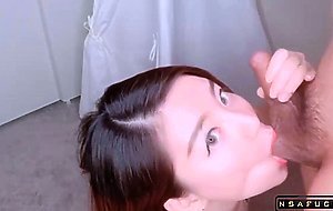 Asian Girlfriend Giving Passionate Blowjob and Getting a Facial