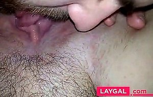 Sucking and licking engorged cunt then fucking it closeup