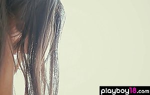Attractive skinny brunette babe Cira Nerri reveals her perfect natural tits
