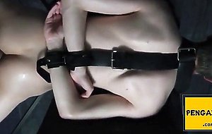 BDSM the toy in the sling submissive boy