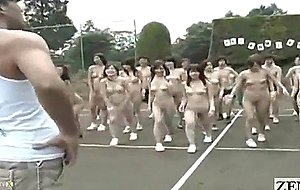 Subtitled japanese nudist cmnf outside group stretching