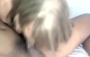 Latina blonde swallowing and getting fucked by a bbc again