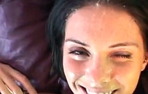 Facial after fucking her tits