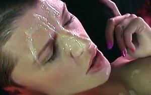 Facial after fucking her tits