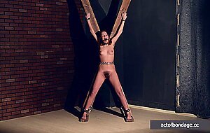 hairy Candy Red tightly bound to x cross Part 1