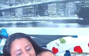 Big tits Latina in thong masturbates on webcam
