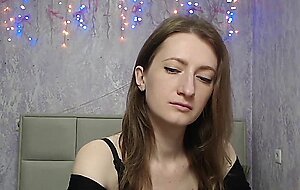 Amateur brunette flashes tit on webcam show