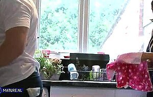 Mature stepmom with big tits creampied by her son