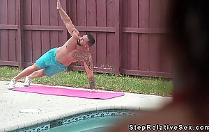Horny teen fucks with stepuncle by the pool