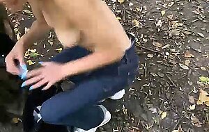 Horny teen flash in public and gets fucked in the bushes live at sexycamx