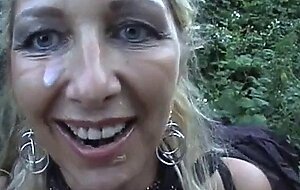 Pierced Blonde Mom Gets A Facial Outdoors