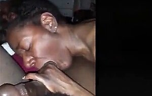 Ebony girl sucking black fat boner