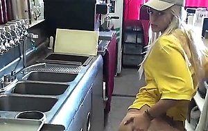 Fucking and filming my honey blonde girlfriend at work