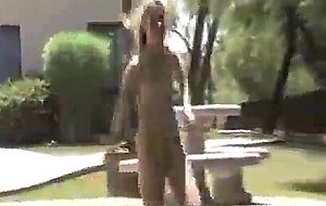 Independent amateur teen girl running naked outdoor
