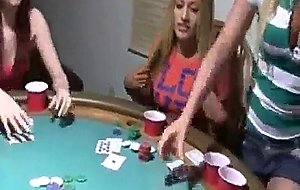 Young girls bang on poker night