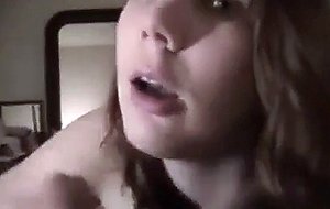 Milf neighbour slut surprized by facial cum-spray