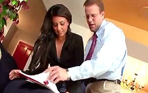 Hot brunette girl has pussy licked by director in office on interview