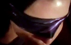 Blindfolded milf with a beautifull cleavage pov bj