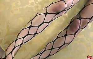 Erotic exhibition with the sweet audrey in fishnet tights