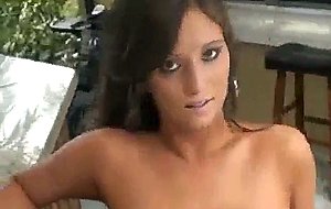 Brunette gets fucked by the pool