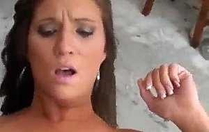 Brunette gets fucked by the pool
