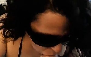 Wife with a sunglasses gives a head pov