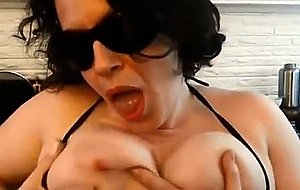 Wife with a sunglasses gives a head pov