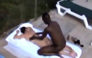 Wife get outdoor bareback fuck by black dude: free porn