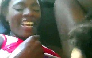 Black ex girlfriend eating pussy in backseat
