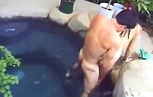 Blueeyes asian blows on pool and get fuck