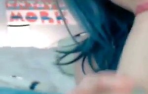 Blue hair babe spanking