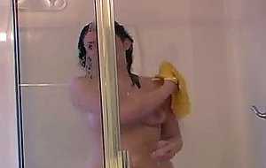 Chubby teen taking a shower at college