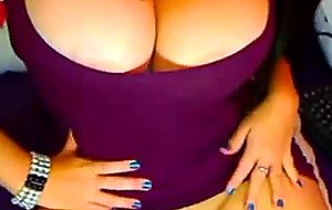 Sexy girl with big bouncing boobs toys her pussy