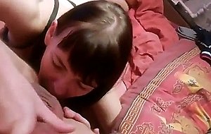 Russian woman sucking cock and licking ass