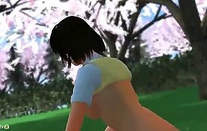 Girl animated gets laid in the park