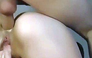 Blond gets her asshole fucked from behind