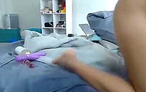 Cute latina fucks tight pussy on webcam